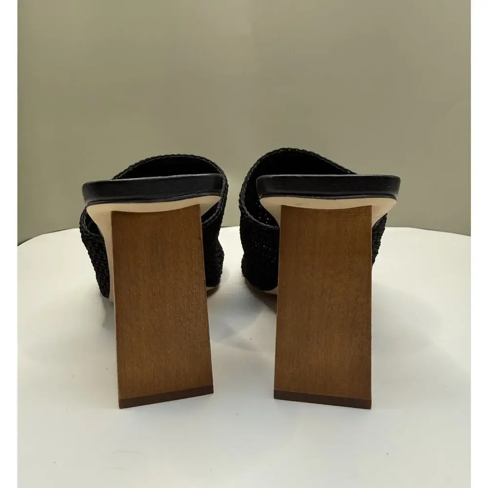 Steve Madden Realize Black Slide Sandal with Block Heel Sz 9